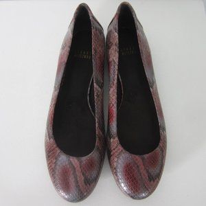 Stuart Weitzman Womens 9.5 M Snakeskin Embossed Multi Color Ballerinas Flats